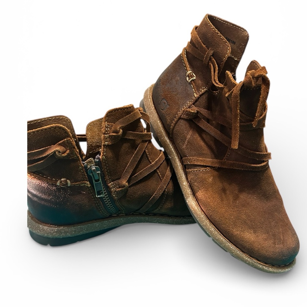 Born, Brown Leather Ankle Boots - Picture 3 of 12